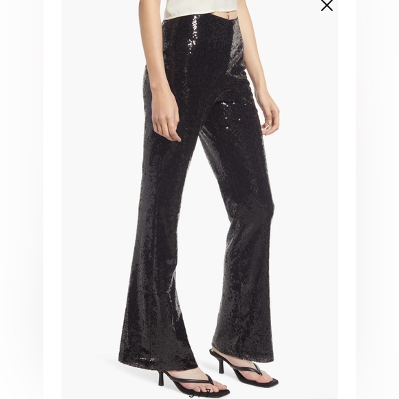 Open Edit Black Sequin Flare Pants - Size Small - Picture 3 of 16